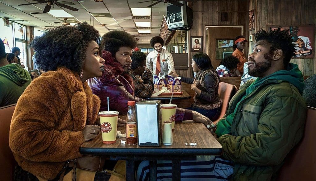 They Cloned Tyrone Movie Review: Fontaine (John Boyega), Slick Charles (Jamie Foxx) and Yo-Yo (Teyonah Parris)